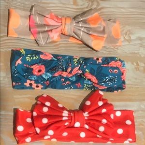Baby girls headbands polka dot, flowers set of 3